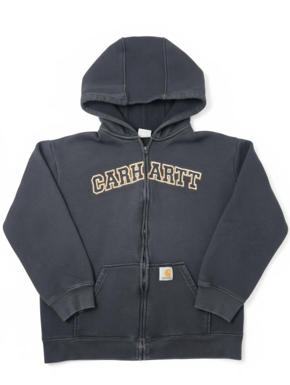 Carhartt Boys Large (14/16) Full Zip Embroidered Logo Hoodie Sweatshirt Black